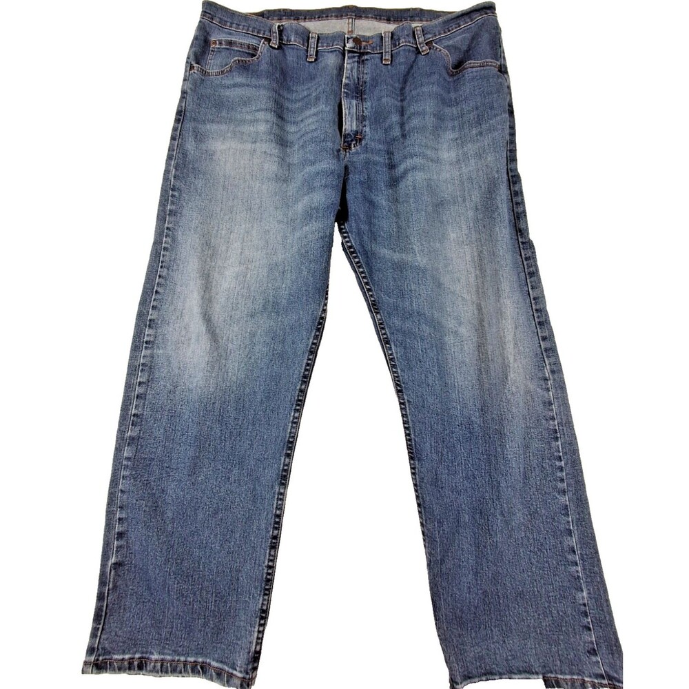 Wrangler Mens Jeans 44x29 Straight Leg Relaxed Fit Medium Wash Workwear